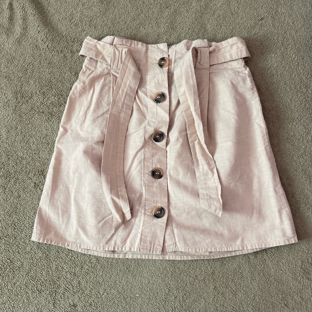 Planet Gold Khaki Mini Skirt with Buttons